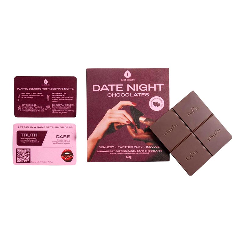 Chocolat noir aphrodisiaque The Oh Collective - Date Night - Fraise