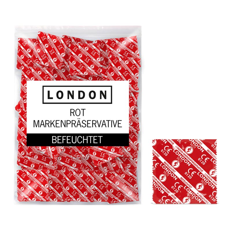 Préservatifs London Rouge Fraise (Pack de 100)