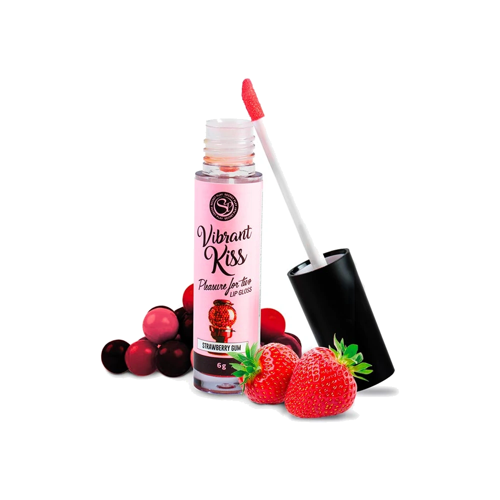 Gloss à lèvres stimulant goût chewing-gum fraise
