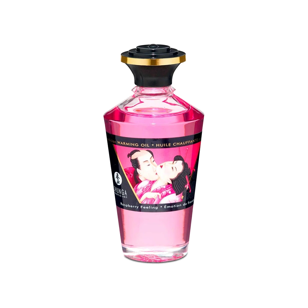 Huile de massage chauffante goût framboise