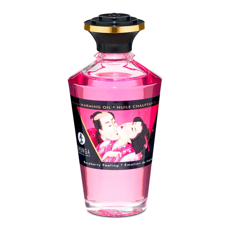Huile de massage chauffante goût framboise