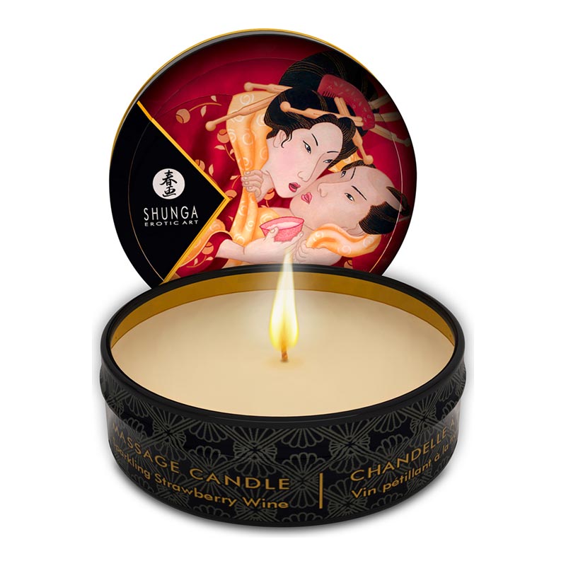 Shunga Massagekerze Erdbeere & Wein