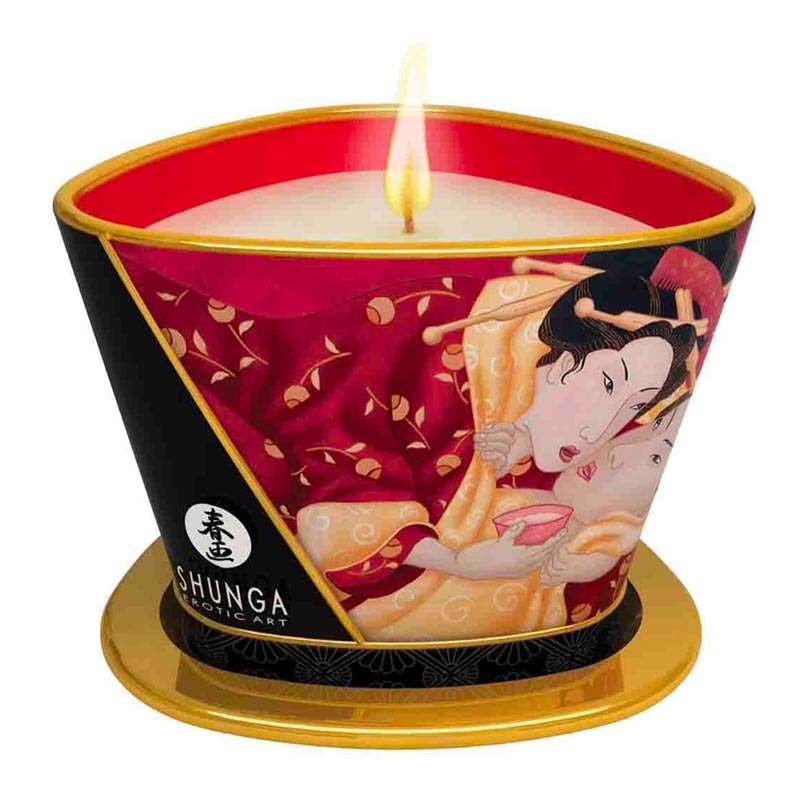 Bougie de Massage Shunga Fraise & Vin